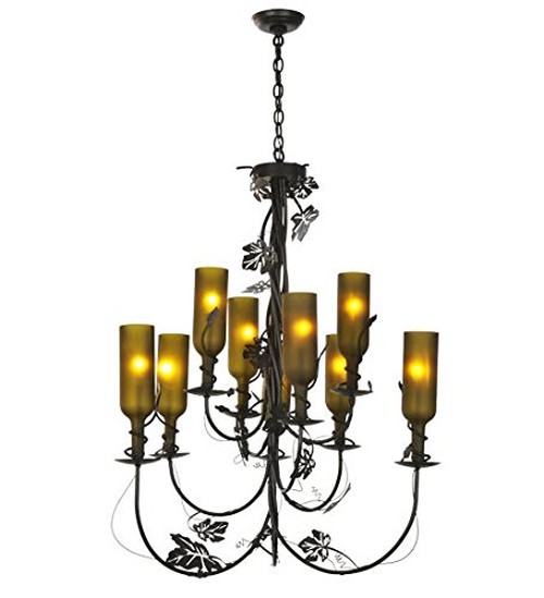 34" Wide Tuscan Vineyard 9 Light Wine Bottle Chandelier