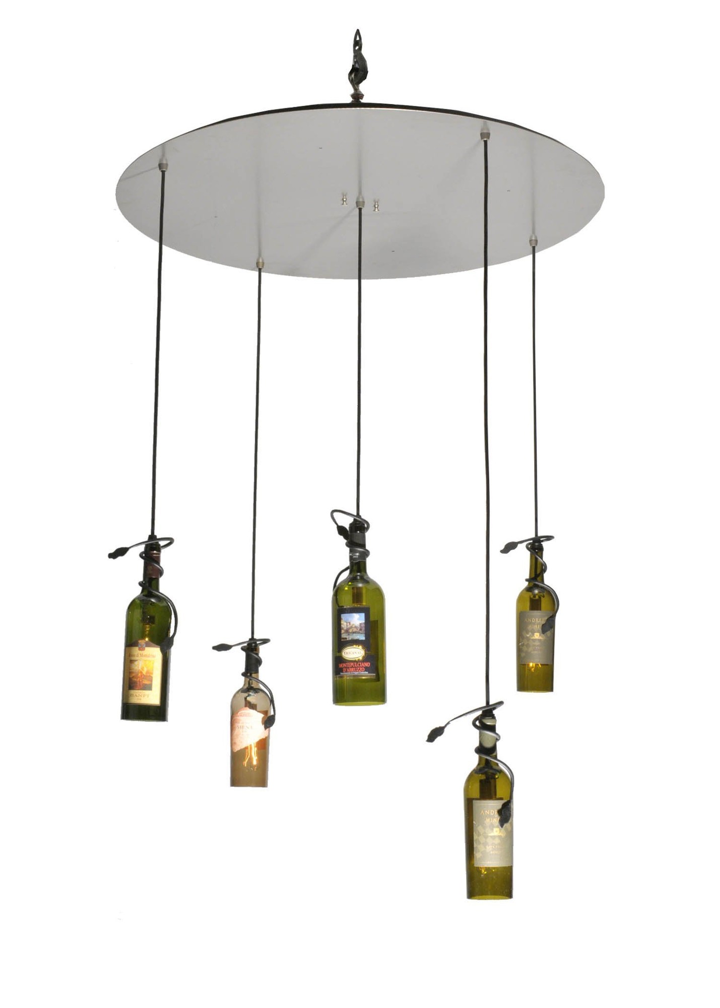 36"W Tuscan Vineyard 5 Bottle Cascading Pendant