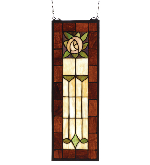 8"W X 24"H Pasadena Rose Stained Glass Window