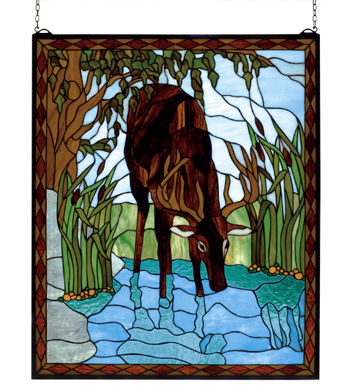 25"W X 30"H Deer Stained Glass Window