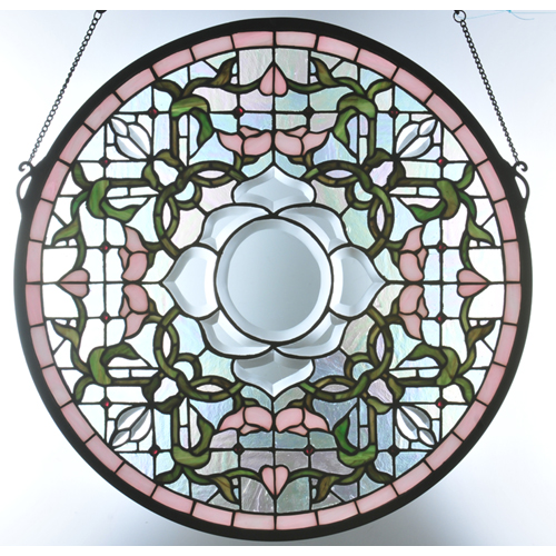 20"W X 20"H Tulip Bevel Medallion Stained Glass Window