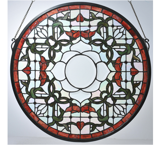 20"W X 20"H Tulip Bevel Medallion Stained Glass Window