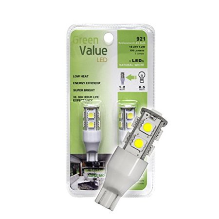 921 WEDGE BASE TOWER LED BULB 100 LUM 10-24V 1.2W NATURAL WHITE 2 PK