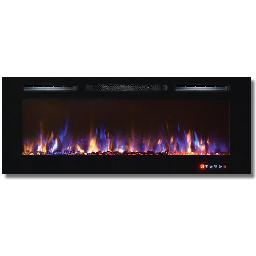 Bombay 50 Inch Crystal Recessed Touch Screen Multi-Color Wall Mounted Electric Fireplace