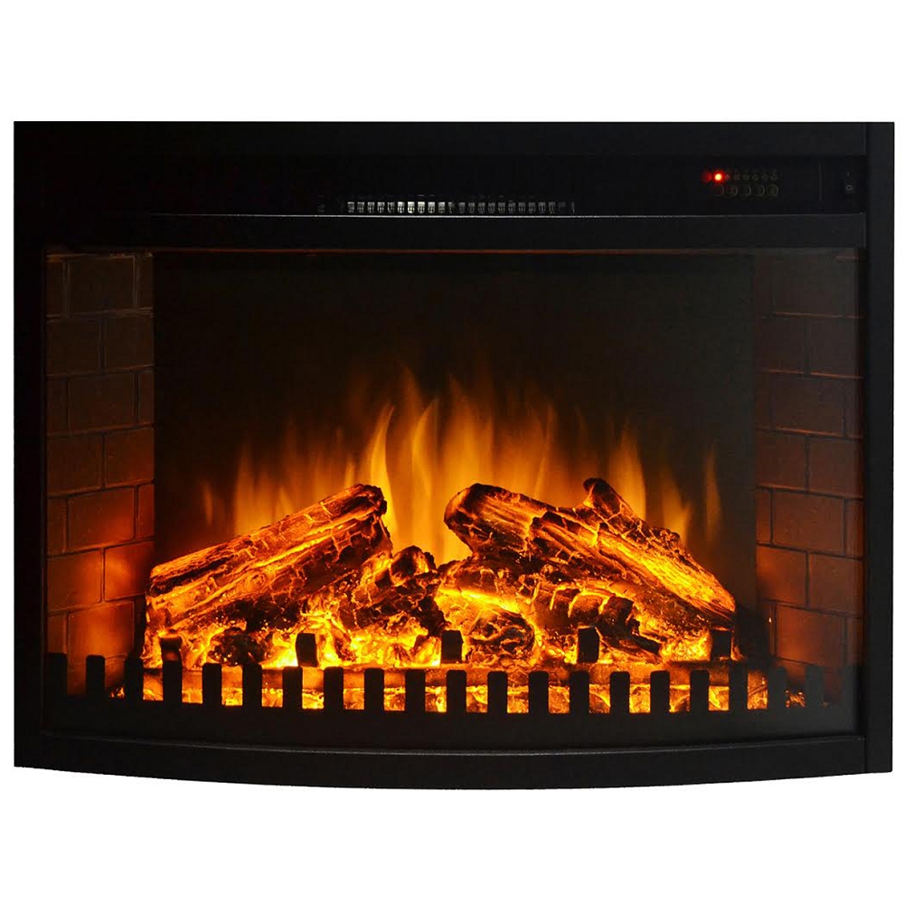 26 Inch Curved Ventless Electric Space Heater Built-in Recessed Firebox Fireplace Insert