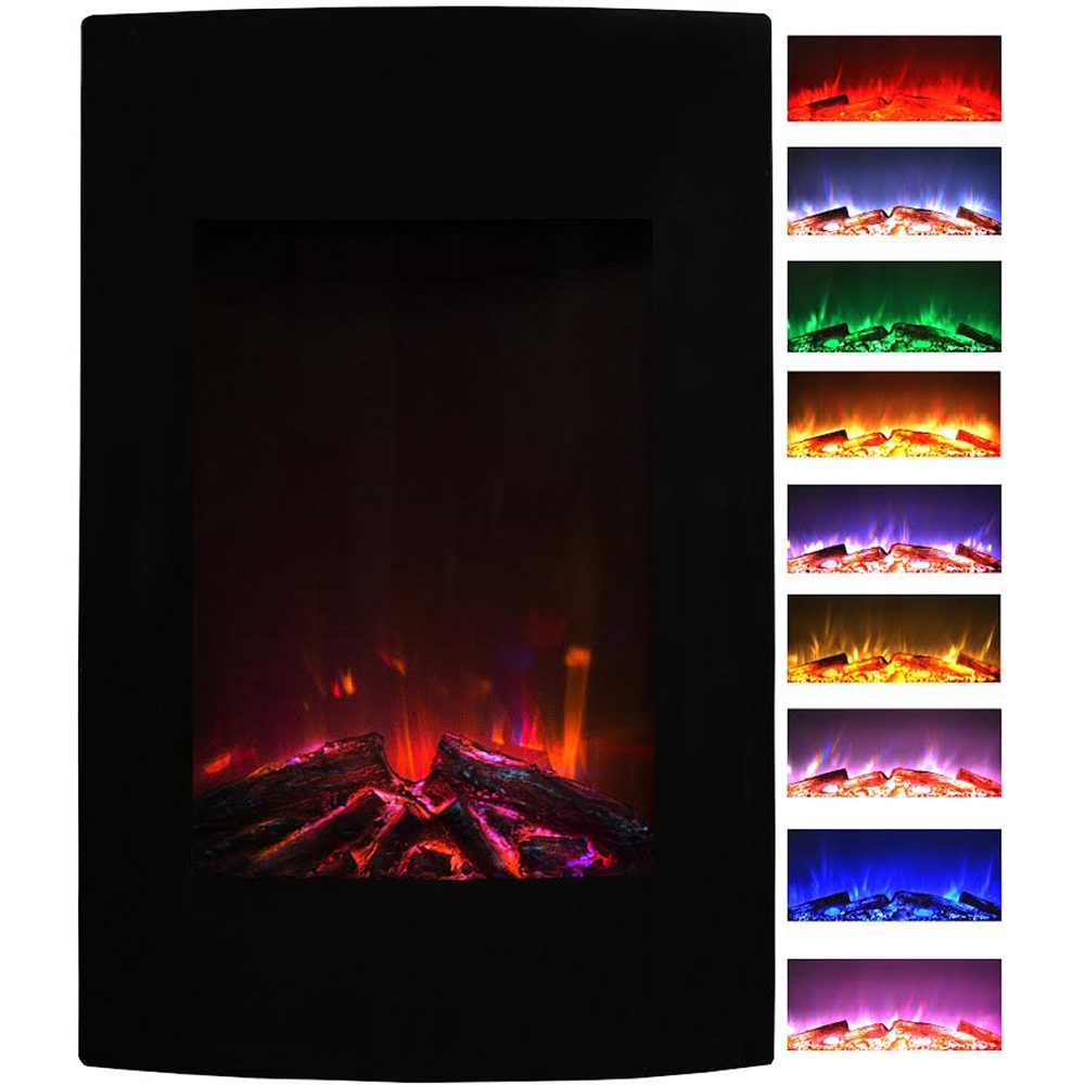 Alpine 23 Inch Multi Color Curved Black Wall Mounted Electric Fireplace