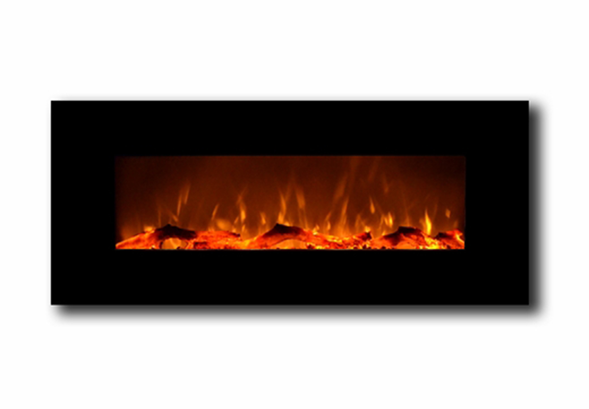 Houston 50 Inch Electric Wall Mounted Fireplace Black