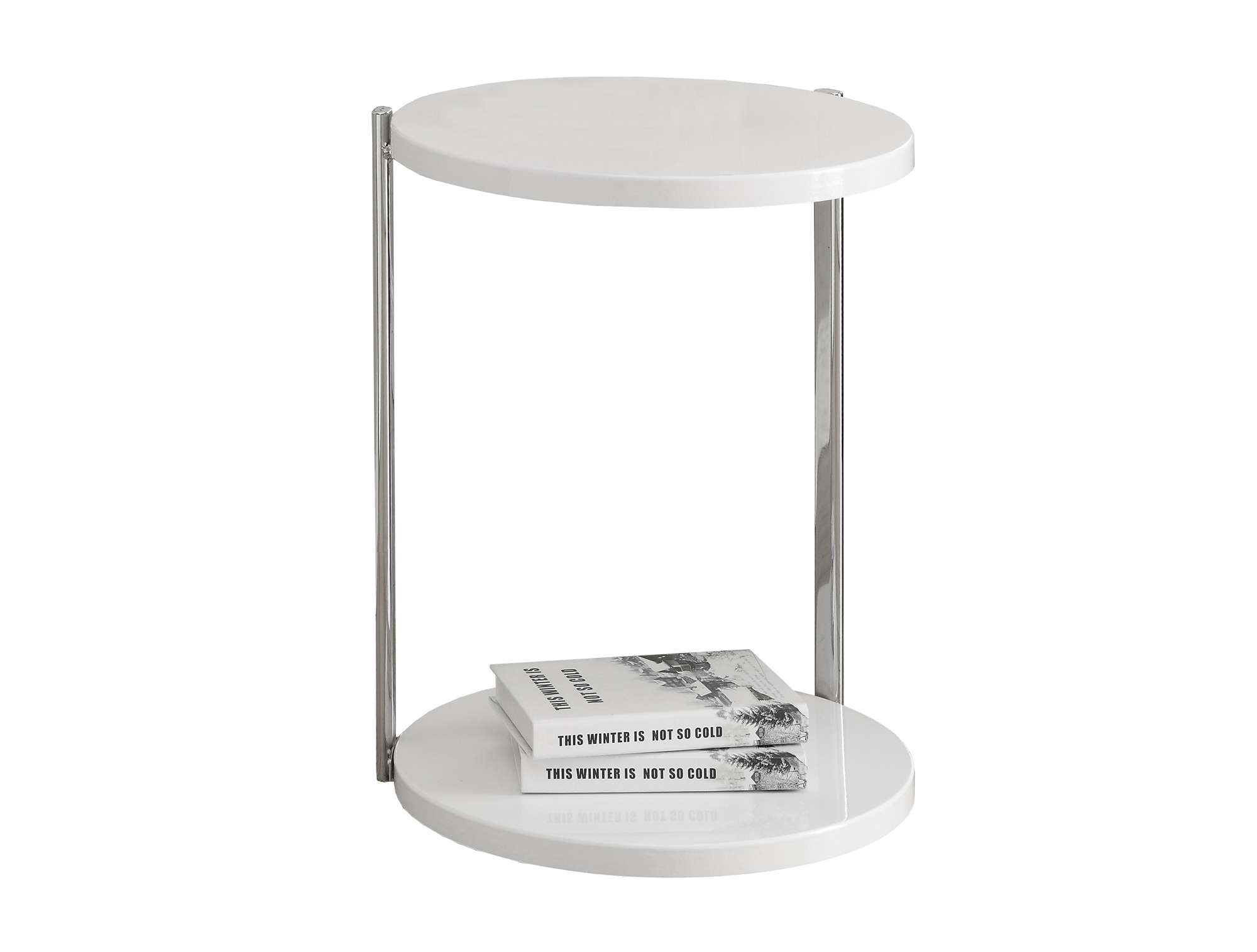 ACCENT TABLE - GLOSSY WHITE / CHROME METAL