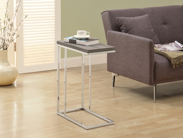 ACCENT TABLE  - DARK TAUPE WITH CHROME METAL