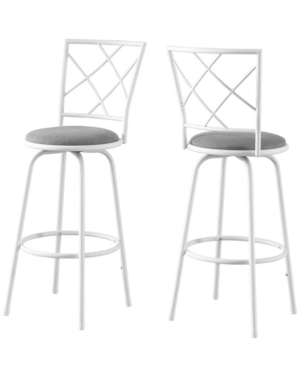 BARSTOOL - 2PCS / SWIVEL / WHITE / GREY FABRIC SEAT