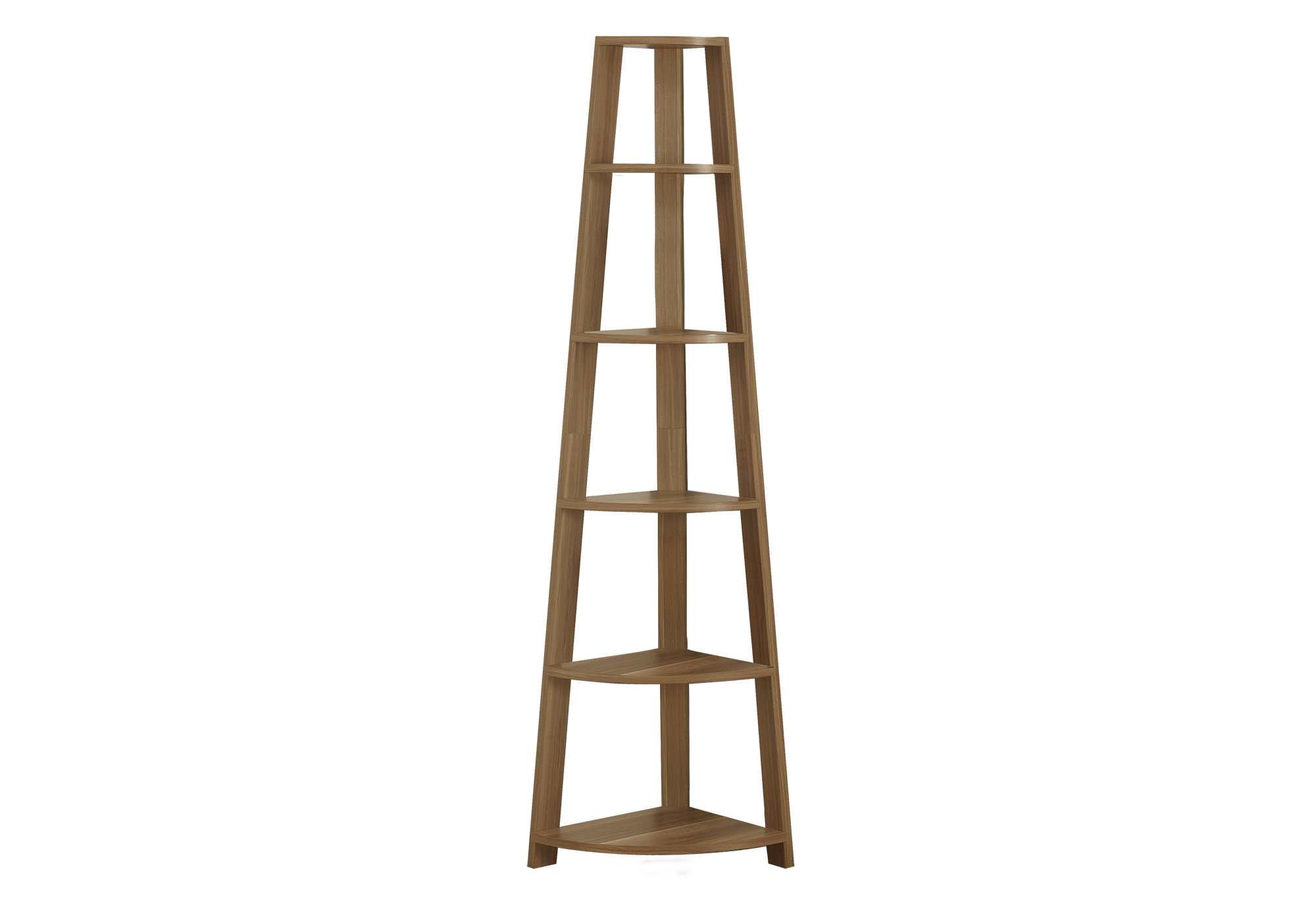 BOOKCASE - 72"H / WALNUT CORNER ETAGERE