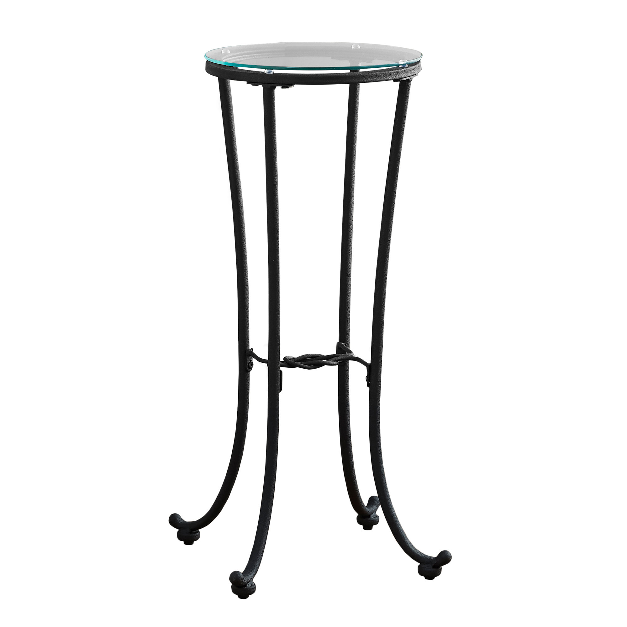 ACCENT TABLE - HAMMERED BLACK METAL WITH TEMPERED GLASS