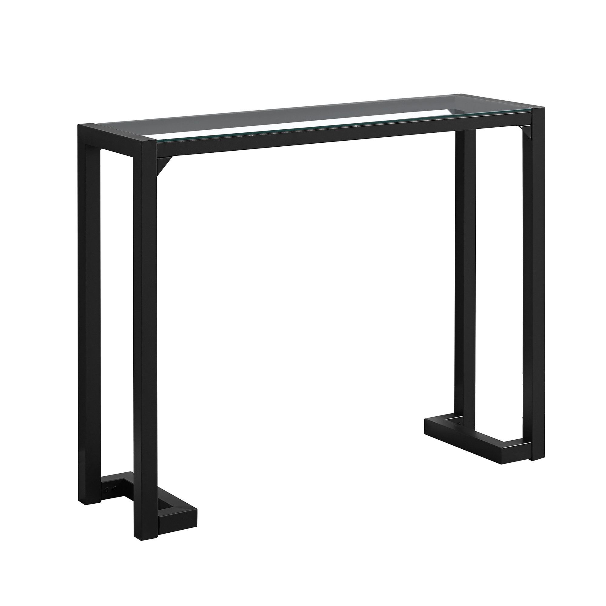 CONSOLE TABLE - 42"L / BLACK / TEMPERED GLASS