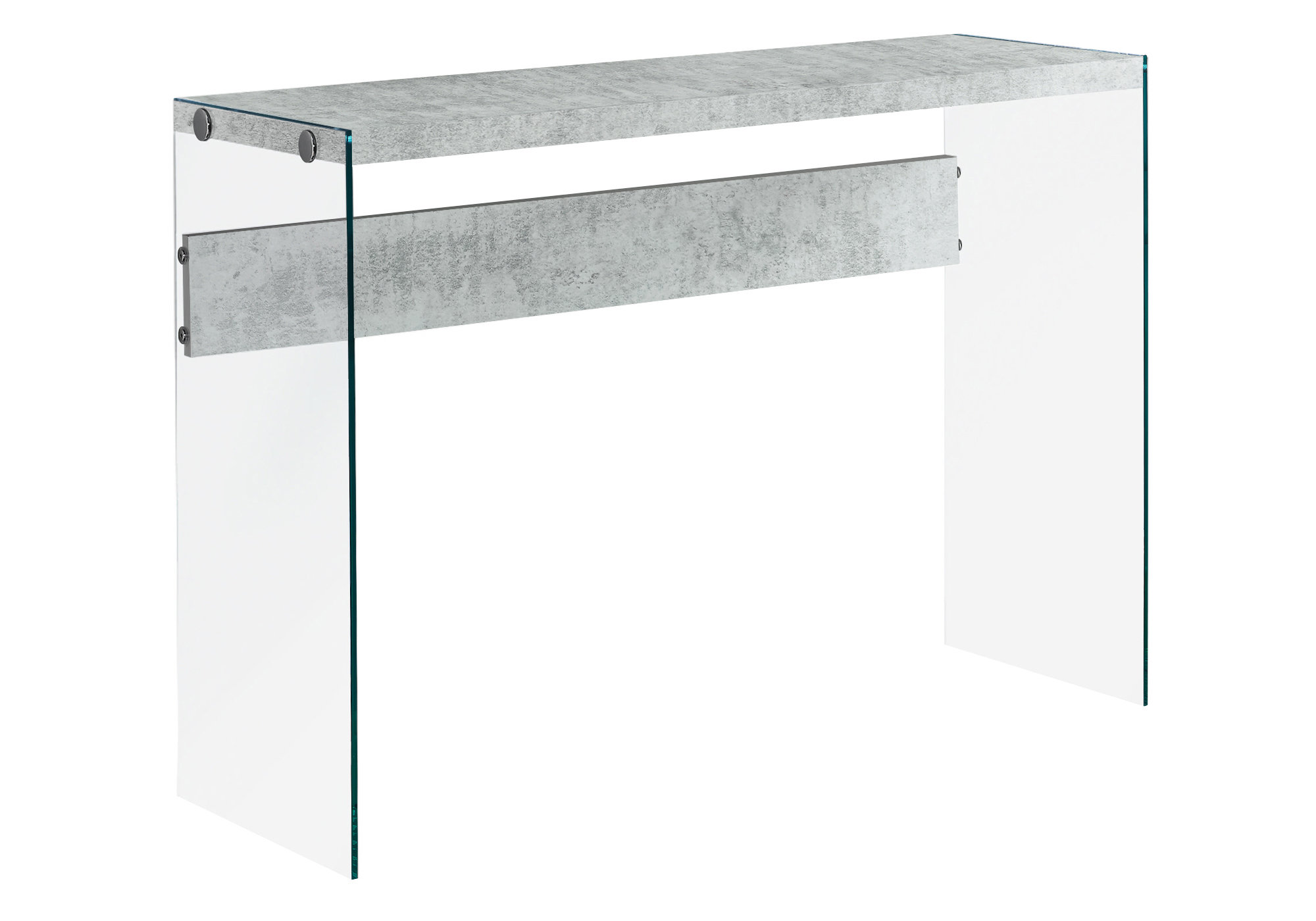 ACCENT TABLE - 44"L / GREY CEMENT / TEMPERED GLASS