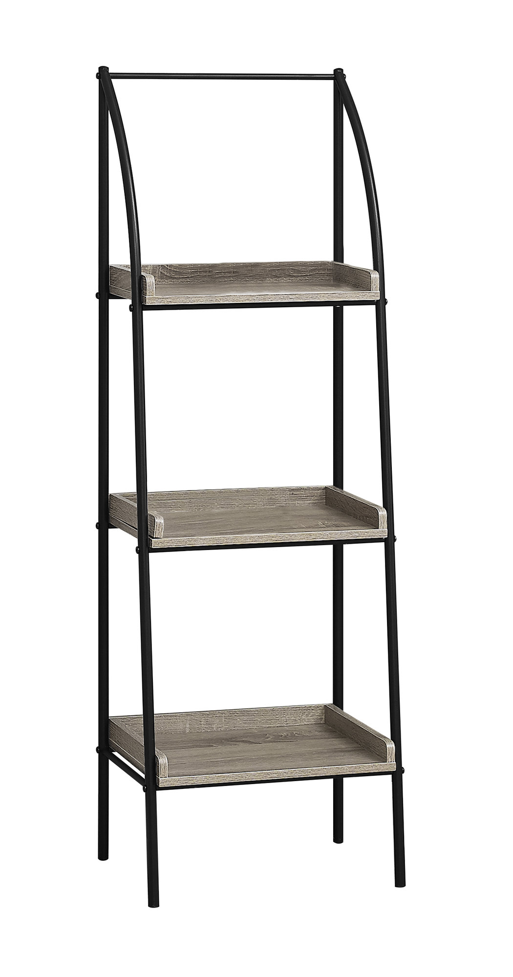 BOOKCASE - 48"H / DARK TAUPE / BLACK METAL