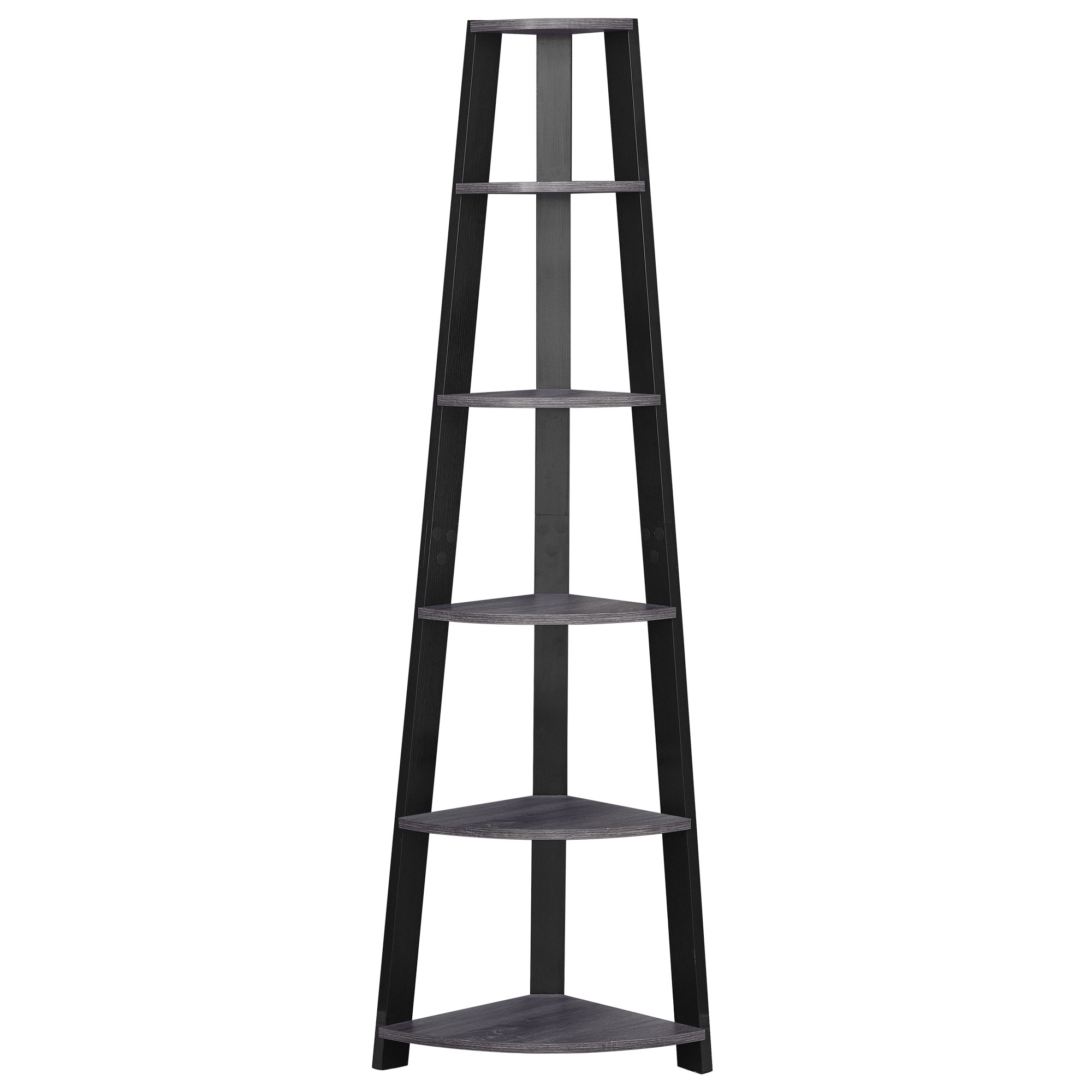 BOOKCASE - 72"H / GREY-BLACK CORNER ACCENT ETAGERE