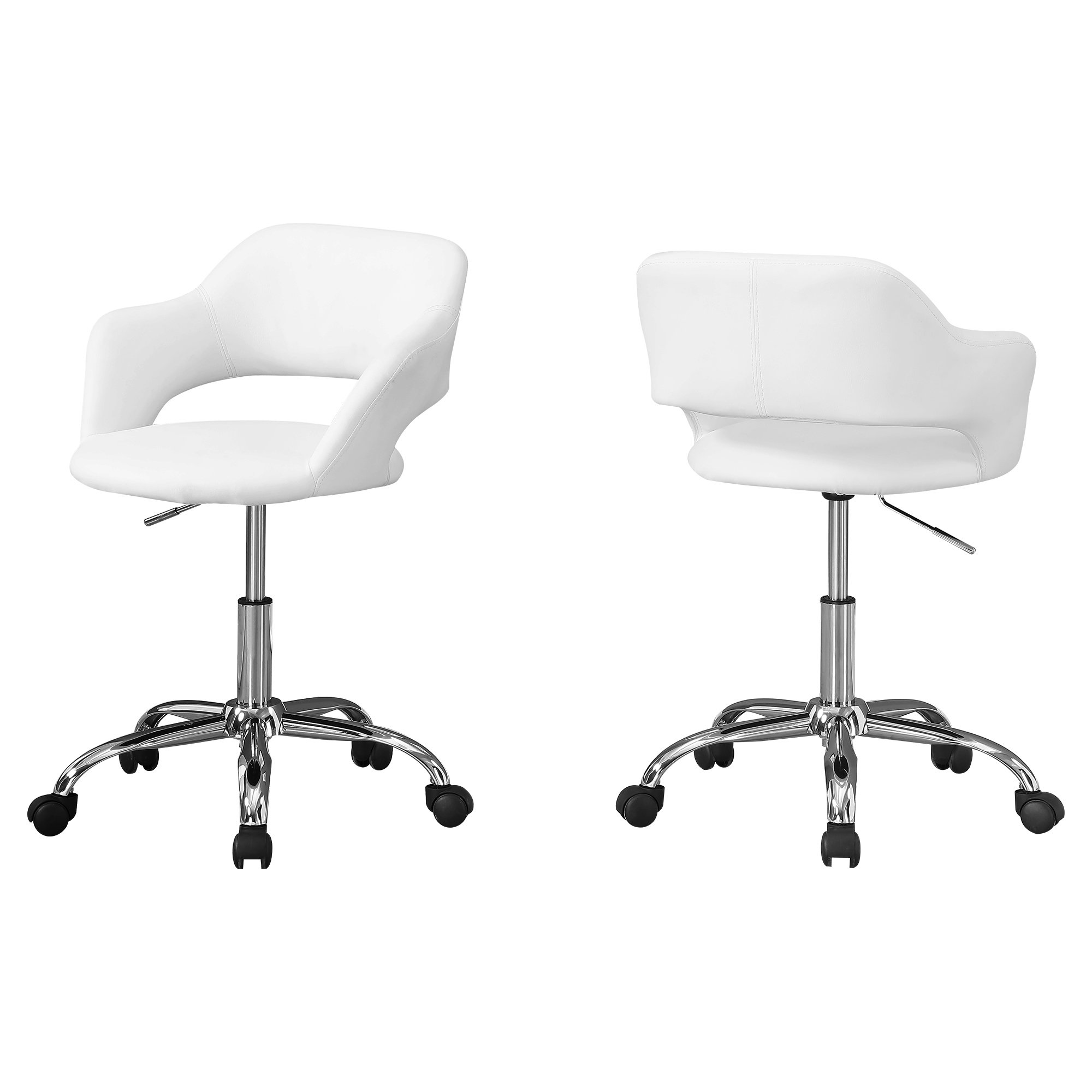 OFFICE CHAIR - WHITE / CHROME METAL HYDRAULIC LIFT BASE