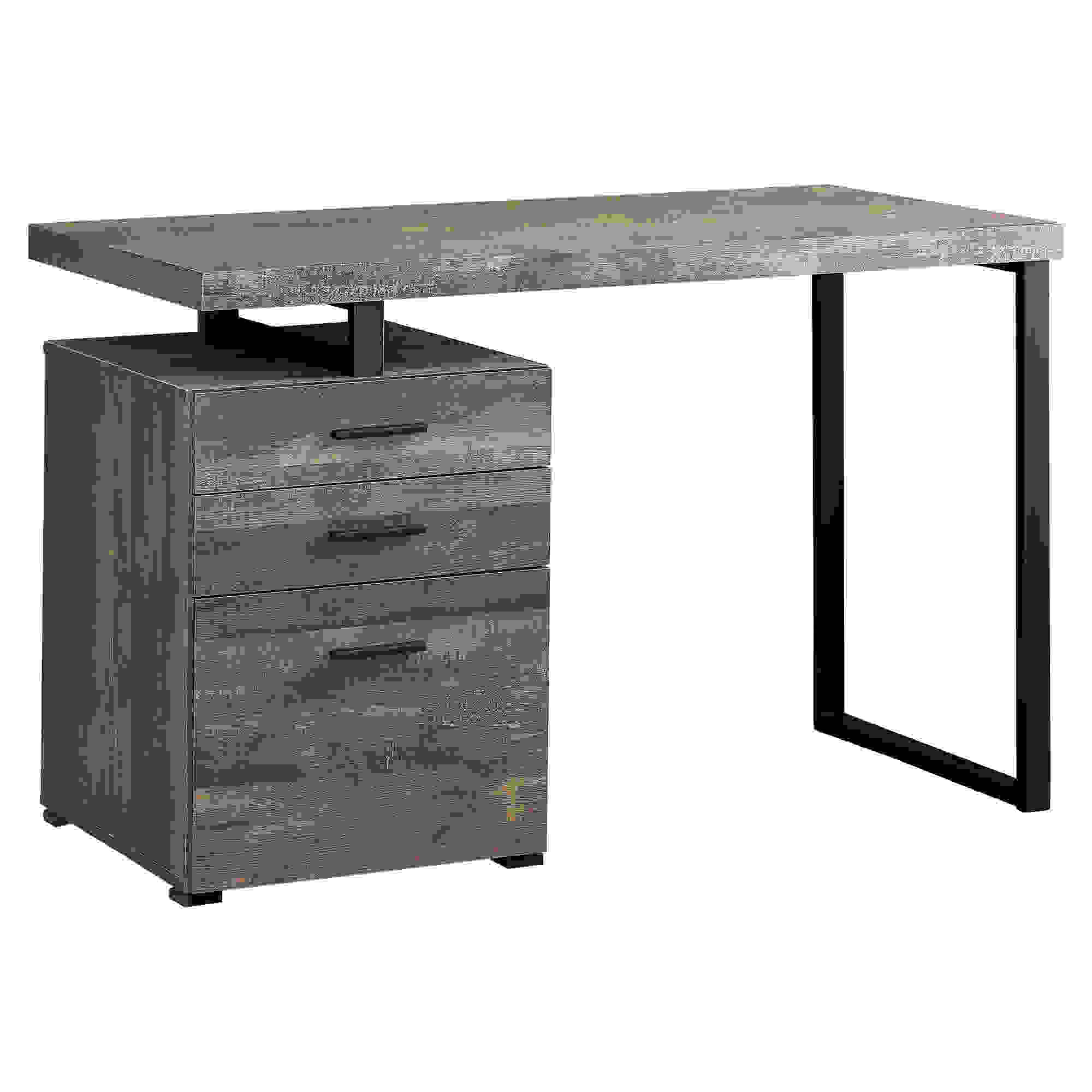 COMPUTER DESK - 48"L / BROWN RECLAIMED WOOD LOOK / BLACK METAL