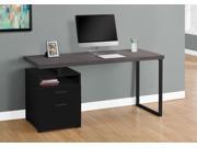 COMPUTER DESK - 60"L / BLACK / GREY TOP / BLACK METAL