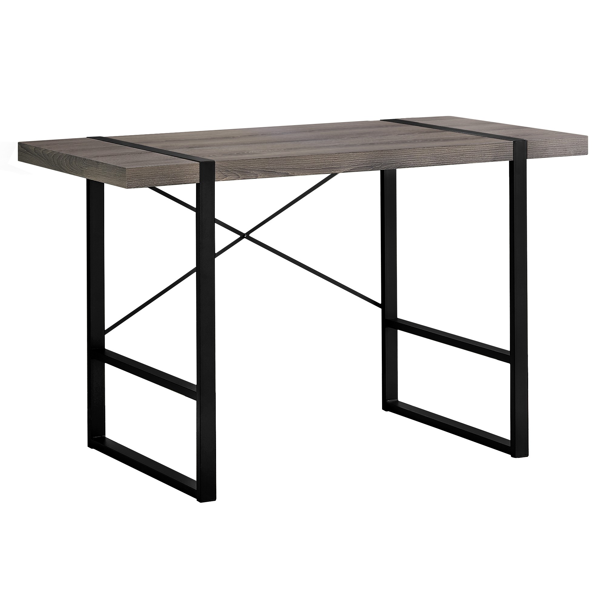 COMPUTER DESK - 48"L / DARK TAUPE / BLACK METAL BASE