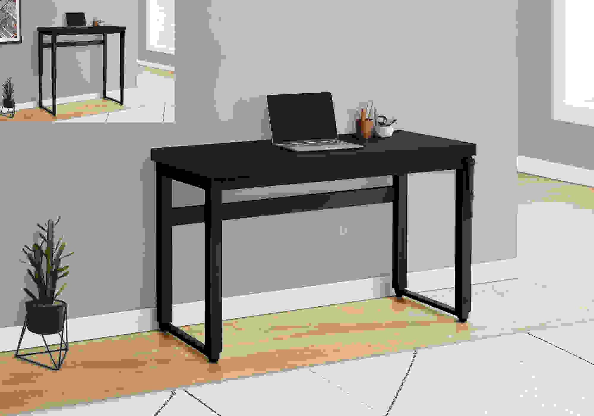 COMPUTER DESK - 48"L / BLACK / ADJ.HEIGHT/ BLACK METAL