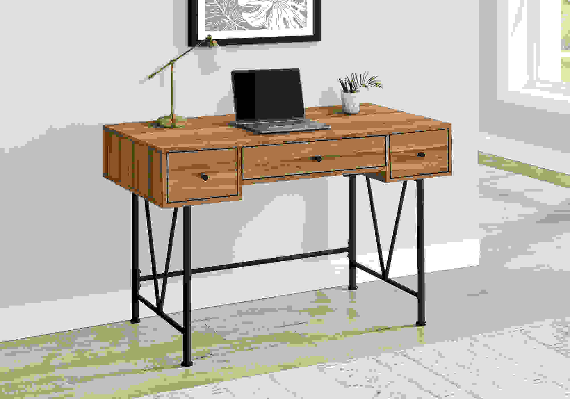 COMPUTER DESK - 48"L / LIGHT RECLAIMED WOOD / BLACK METAL