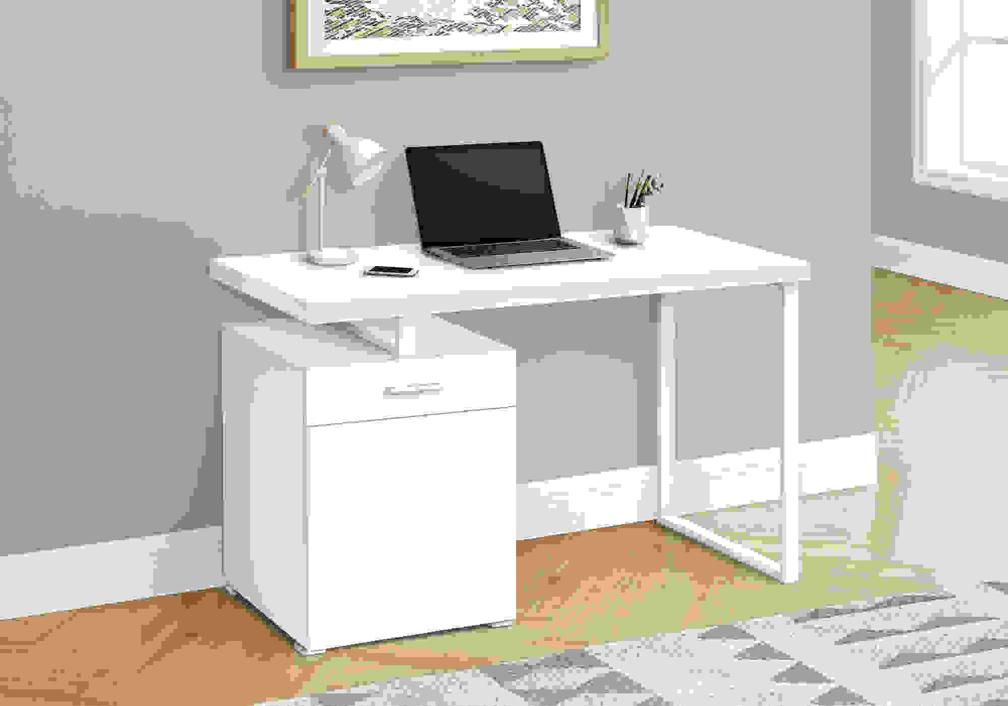 COMPUTER DESK - 48"L / WHITE LEFT OR RIGHT FACING