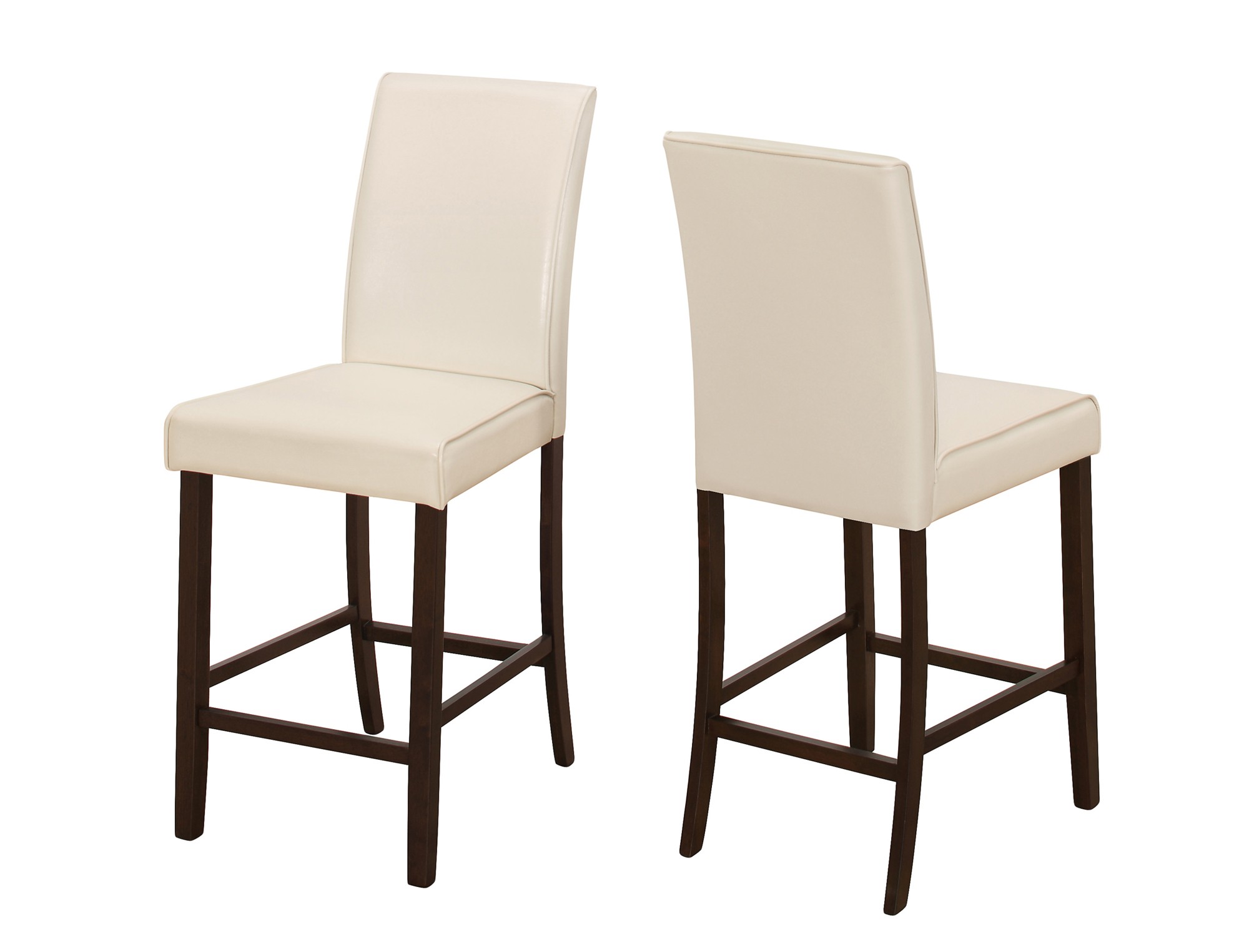 DINING CHAIR - 2PCS / IVORY LEATHER-LOOK COUNTER HEIGHT