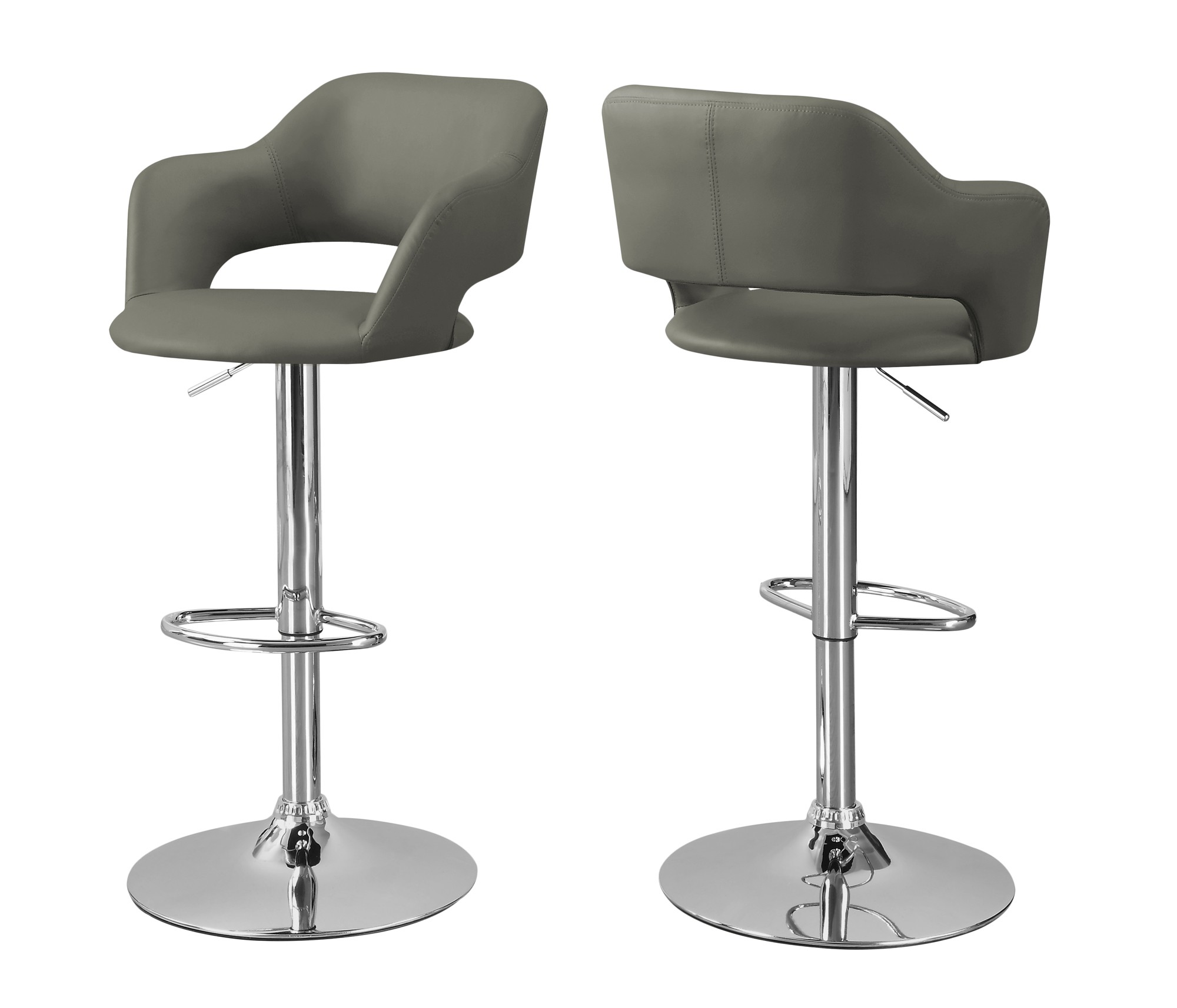 BARSTOOL - LIGHT GREY / CHROME METAL HYDRAULIC LIFT