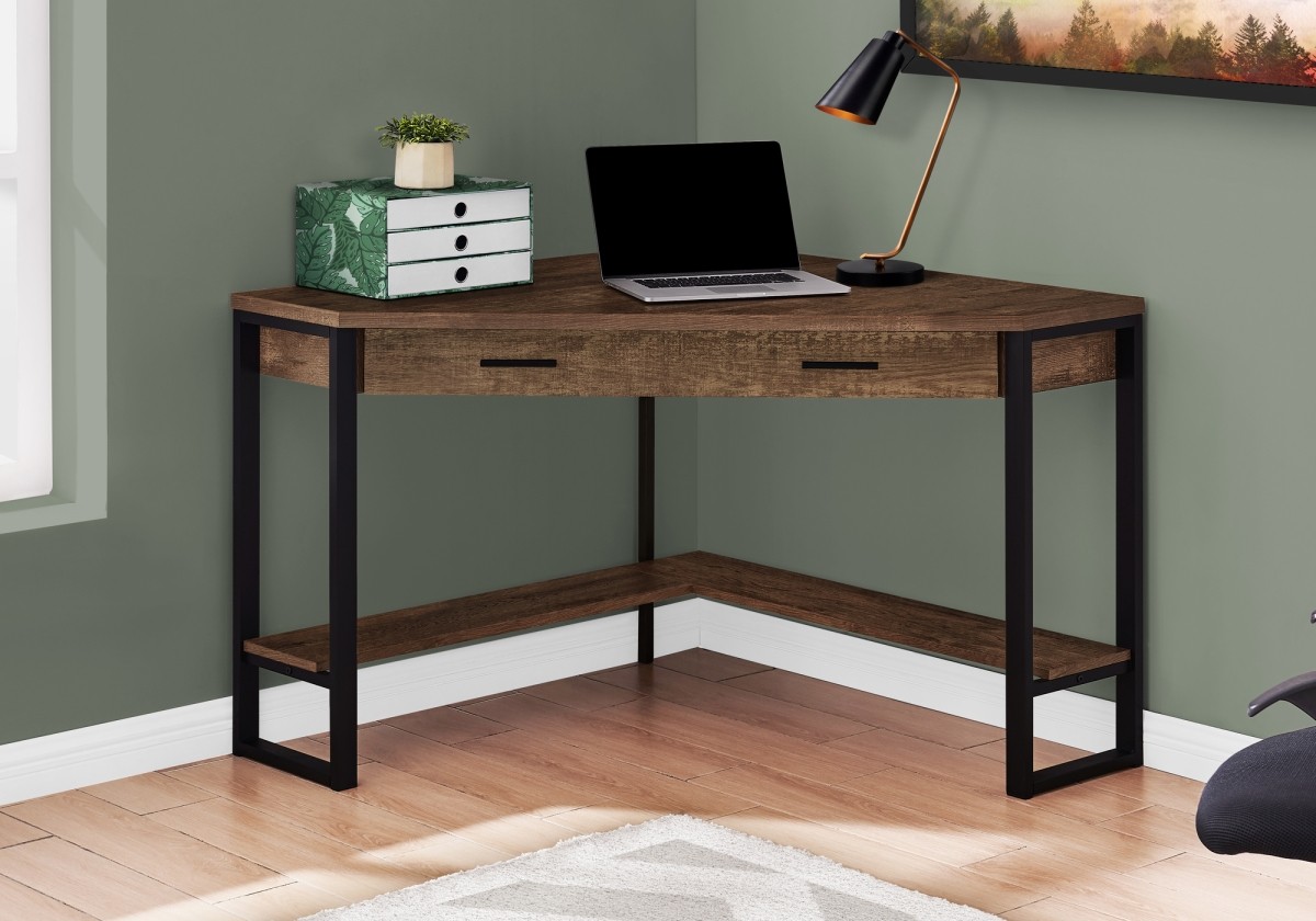 COMPUTER DESK - 42"L / BROWN RECLAIMED WOOD CORNER