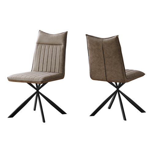Dining Chair - 2Pcs, 36"H, Taupe Fabric, Black Metal