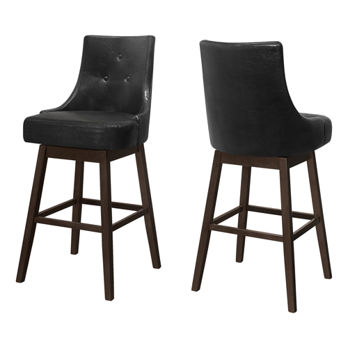 BARSTOOL - 2PCS / 46"H / BLACK LEATHER-LOOK / SWIVEL"