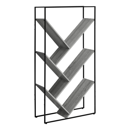 Bookcase - 60"H, Grey, Black Metal