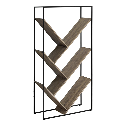 Bookcase - 60"H, Dark Taupe, Black Metal