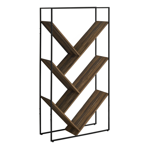 Bookcase - 60"H, Brown Reclaimed Wood-Look, Black Metal