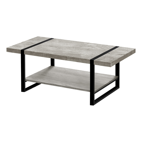 COFFEE TABLE - GREY RECLAIMED WOOD-LOOK / BLACK METAL