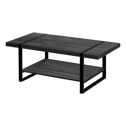 COFFEE TABLE - BLACK RECLAIMED WOOD-LOOK / BLACK METAL