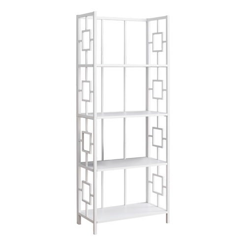 BOOKCASE - 62"H / WHITE / WHITE METAL ETAGERE