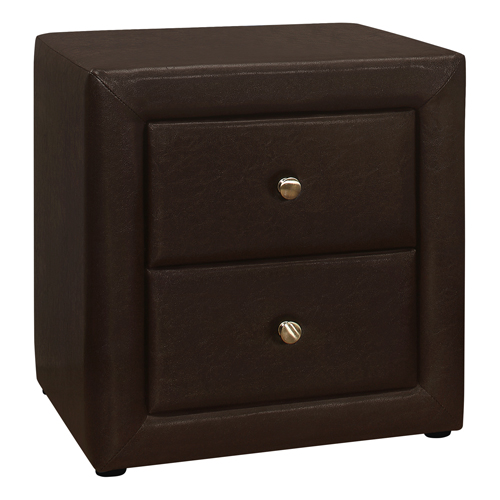 BEDROOM ACCENT - 21"H / BROWN LEATHER-LOOK NIGHT STAND