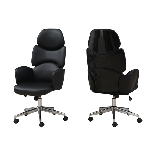OFFICE CHAIR - BLACK LEATHER-LOOK / HIGH BACK EXECUTIVE