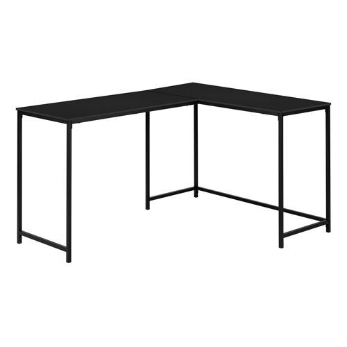 COMPUTER DESK - 58"L / BLACK TOP / BLACK METAL CORNER"