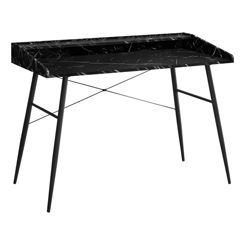 COMPUTER DESK - 47.25"L / BLACK MARBLE-LOOK / BLACK METAL