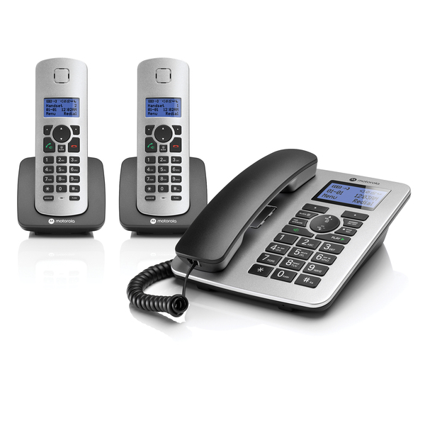 Motorola C4202 Corded and Cordless Phone with Caller ID, Answering System, and 2 Cordless Handsets
