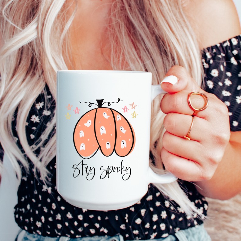 Stay spooky ceramic coffee mug