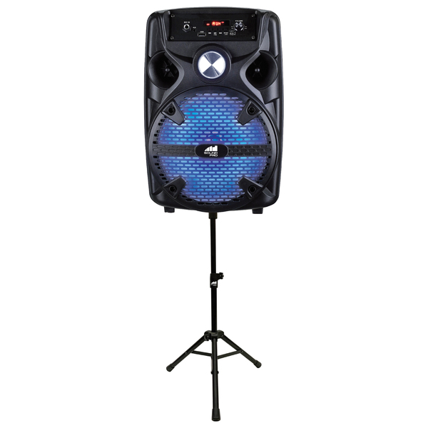 Naxa NDS-8010 Sound Pro 8-Inch 2,000-Watt Portable Bluetooth Speaker with Disco Lights, Stand, and Microphone
