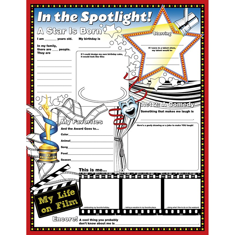 Fill Me In: In The Spotlight Activity Posters, 17" x 22", Pack of 32