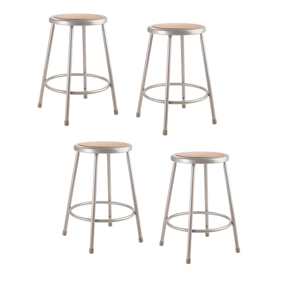 (4 Pack) NPS 24" Heavy Duty Steel Stool, Grey