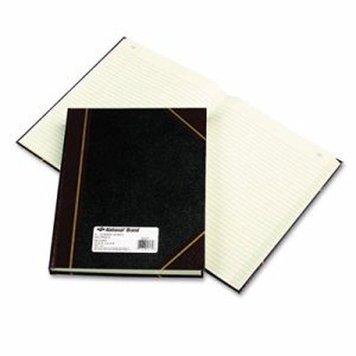 Rediform Black Texhide Cover Record Books - 300 Sheet(s) - Thread Sewn - 8.37" x 10.37" Sheet Size - Black - Green Sheet(s) - Br