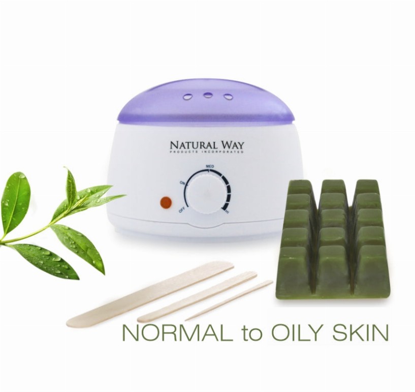 Natural Way Hard Wax: Face & Body Waxing |Hard Wax Warmer Kit - Tea Tree Oil "Purify"