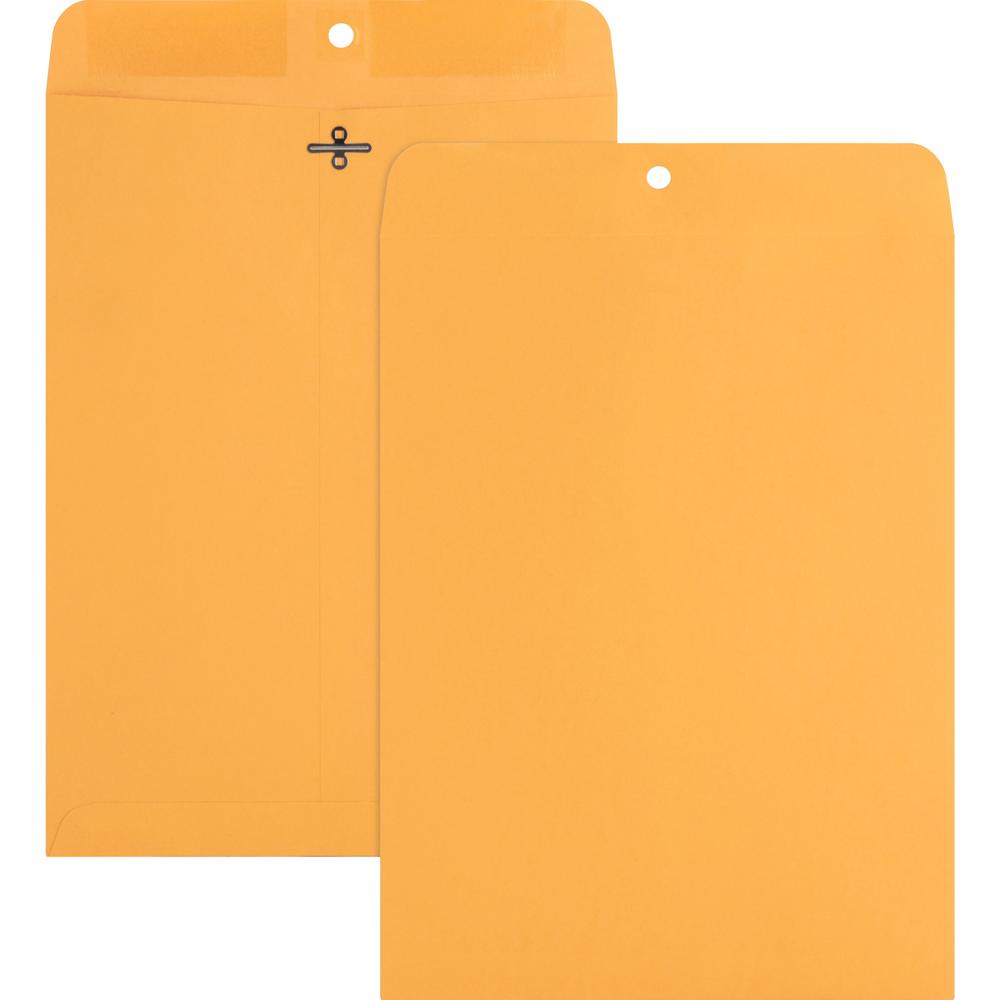 Nature Saver Recycled Clasp Envelopes - Clasp - #90 - 9" Width x 12" Length - 28 lb - Clasp - Kraft - 100 / Box - Yellow